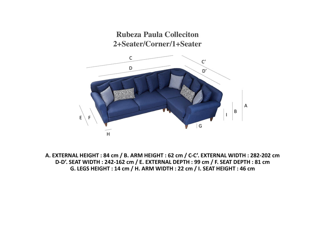 Rubeza Paula 2+Seater/Corner/1+Seater - Ocean Green