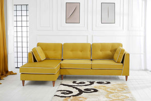 Rubeza Leo 4 Seater Left Hand Facing Chaise End Corner Sofa - Posh Gold & White