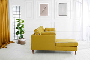 Rubeza Leo 4 Seater Left Hand Facing Chaise End Corner Sofa - Posh Gold & White