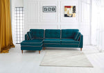 Rubeza Leo 4 Seater Left Hand Facing Chaise End Corner Sofa - Ocean Green & White