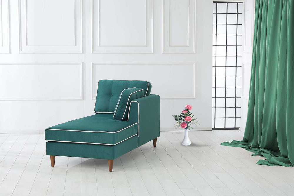 Rubeza Leo 4 Seater Right Hand Facing Chaise End Corner Sofa - Super Emerald Green & White