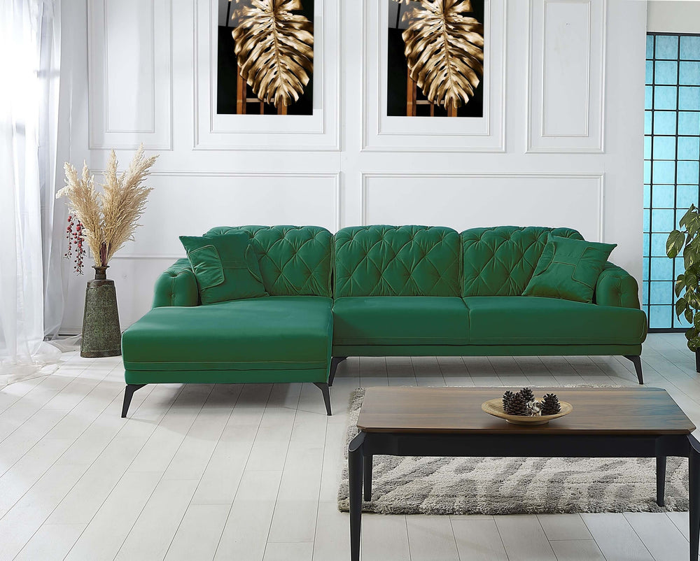 Rubeza Piera Right Hand Facing Corner Sofa - Super Emerald Green