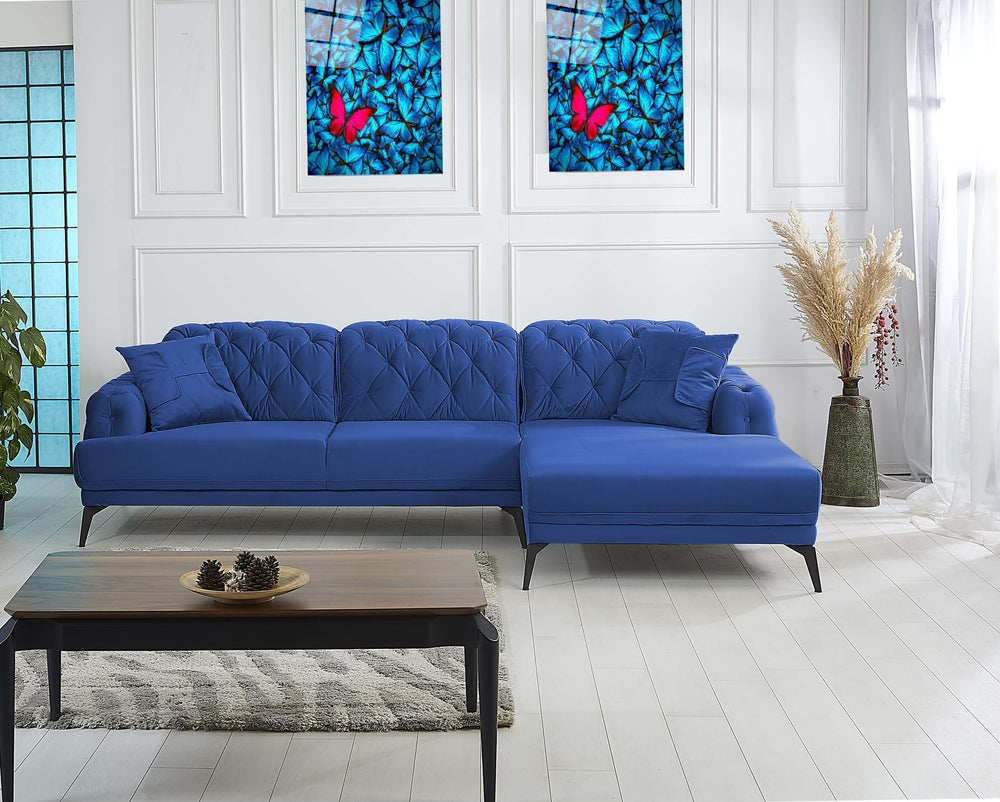 Rubeza Piera Right Hand Facing Corner Sofa - Indigo Blue