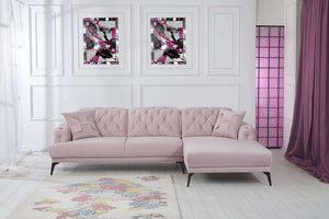 Rubeza Piera Right Hand Facing Corner Sofa - Taffy Pink