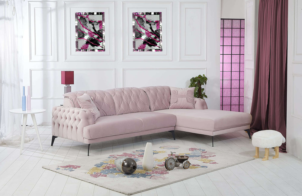 Rubeza Piera Right Hand Facing Corner Sofa - Taffy Pink