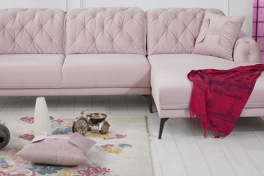 Rubeza Piera Right Hand Facing Corner Sofa - Taffy Pink