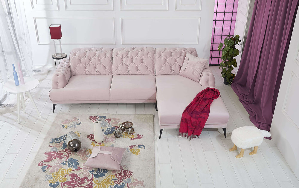 Rubeza Piera Right Hand Facing Corner Sofa - Taffy Pink