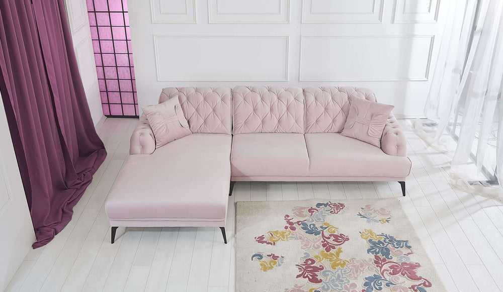 Rubeza Piera Left Hand Facing Chaise End Corner Sofa - Taffy Pink