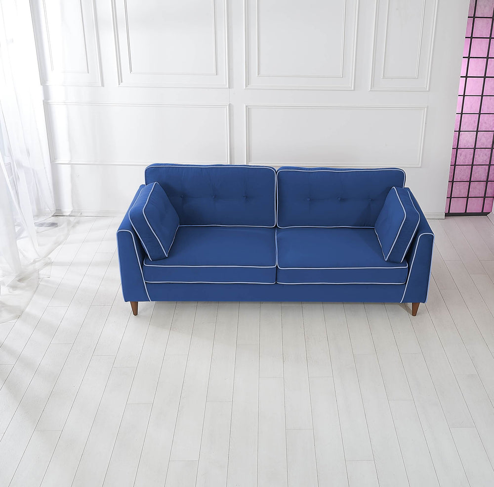 Rubeza Leo 4 Seater Sofa - Indigo Blue & White