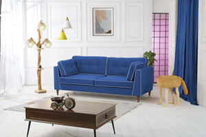 Rubeza Leo 4 Seater Sofa - Indigo Blue & White