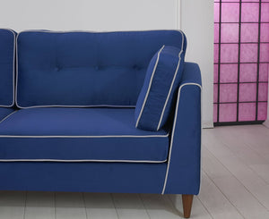 Rubeza Leo 4 Seater Sofa - Indigo Blue & White