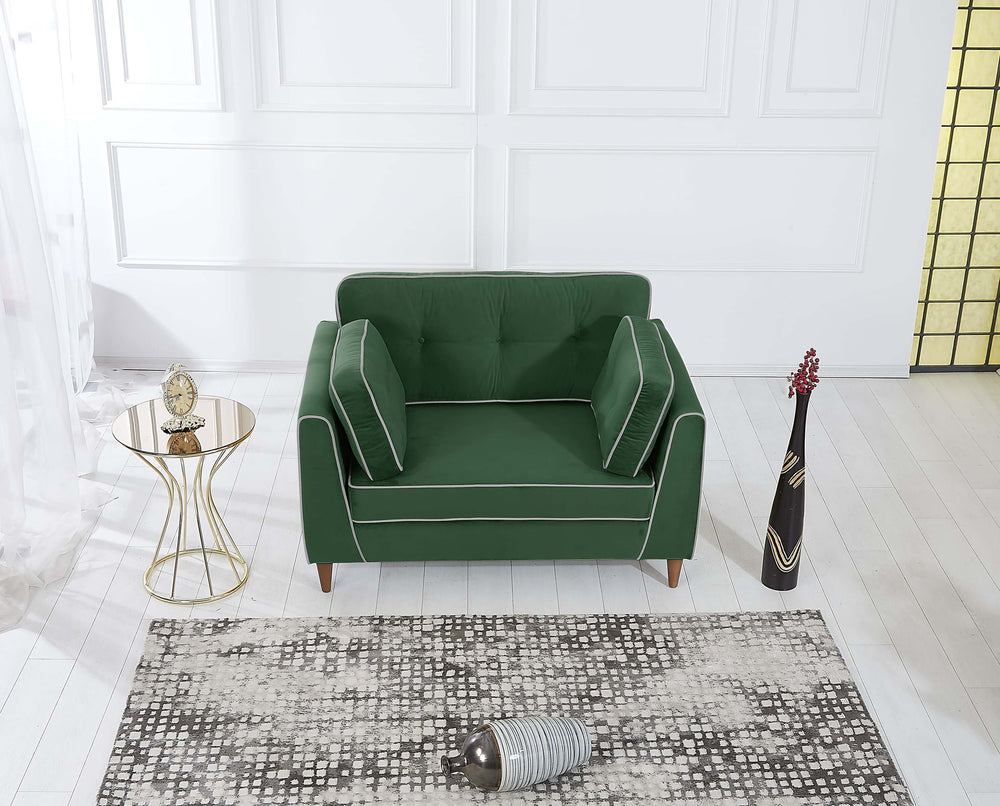 Rubeza Leo Collection 2 Seater Sofa- Super Emerald Green & White