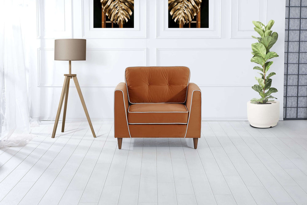 Rubeza Leo Collection Armchair - Burnt Orange & White