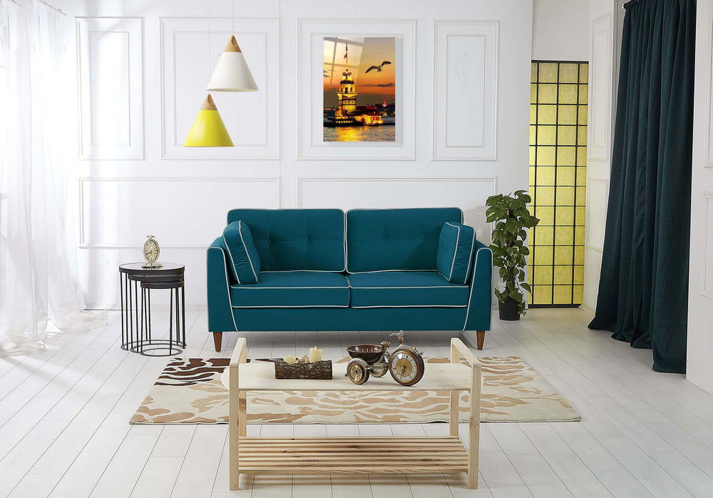 Rubeza Leo 3 Seater Sofa - Ocean Green & White