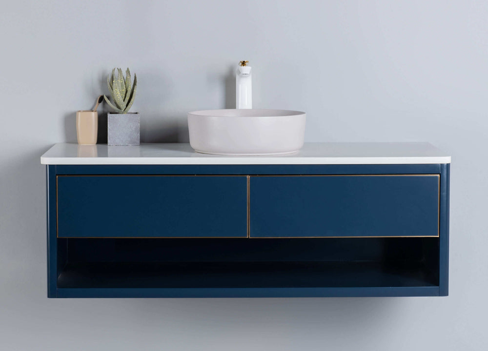 Rubeza 1200mm Mauna Wall Hung Vanity Unit - Dark Blue & Gold