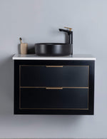 Rubeza 750mm Dukes Wall Hung Vanity Unit - Black & Gold