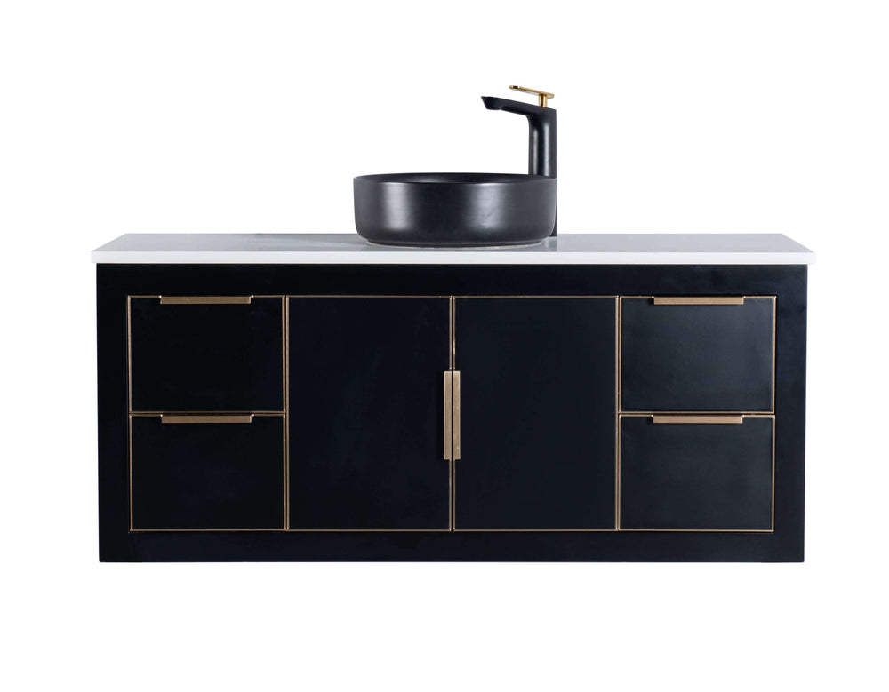 Rubeza 1200mm Dukes Wall Hung Vanity Unit  - Black & Gold