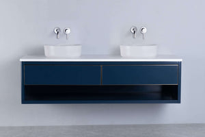 Rubeza 1500mm Mauna Wall Hung Vanity Unit - Dark Blue & Gold