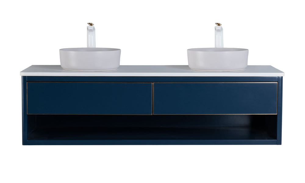 Rubeza 1500mm Mauna Wall Hung Vanity Unit - Dark Blue & Gold