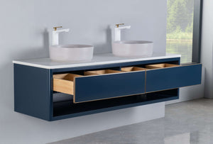 Rubeza 1500mm Mauna Wall Hung Vanity Unit - Dark Blue & Gold