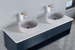 Rubeza 1500mm Mauna Wall Hung Vanity Unit - Dark Blue & Gold