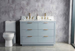 Rubeza 1200mm Keily Vanity Unit with Carrara Marble Top - Light Grey & Gold