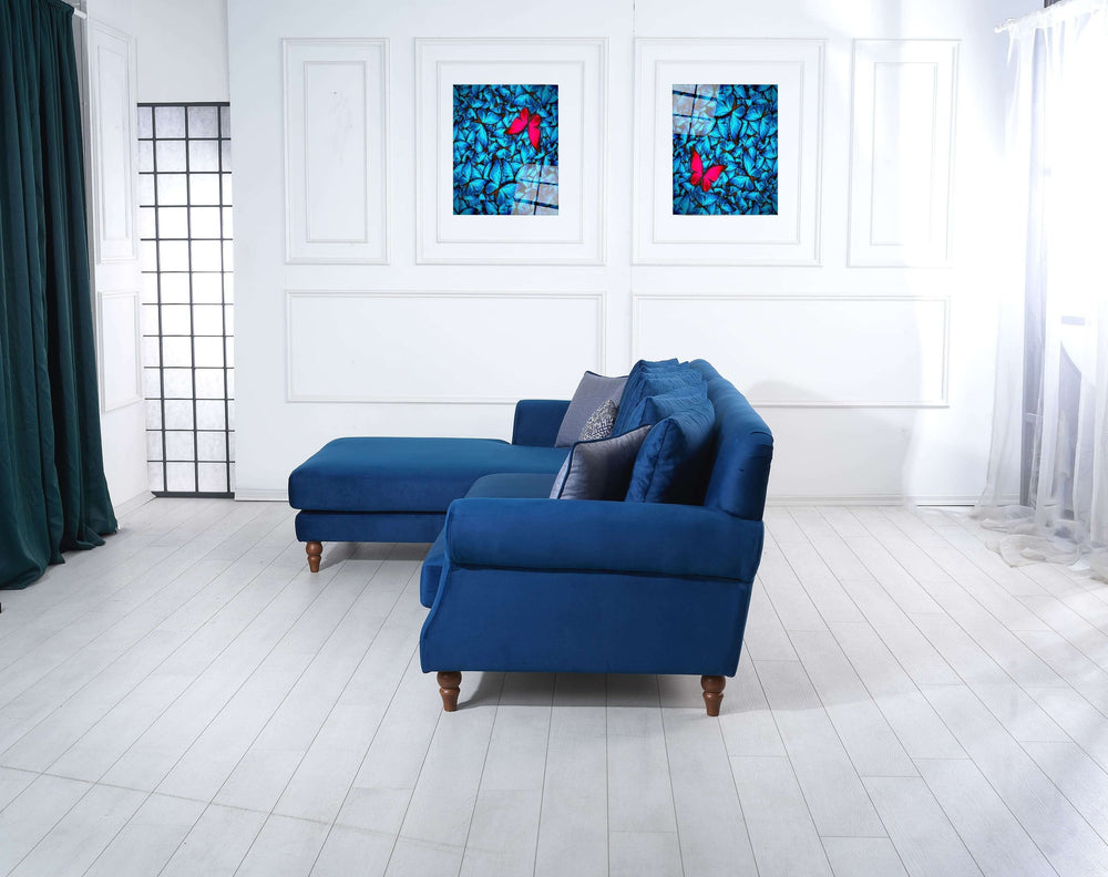 Rubeza Paula Chaise/2+Seater - Indigo Blue