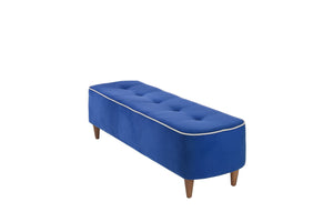 Rubeza Leo Designer Ottoman Bench - Indigo Blue & White