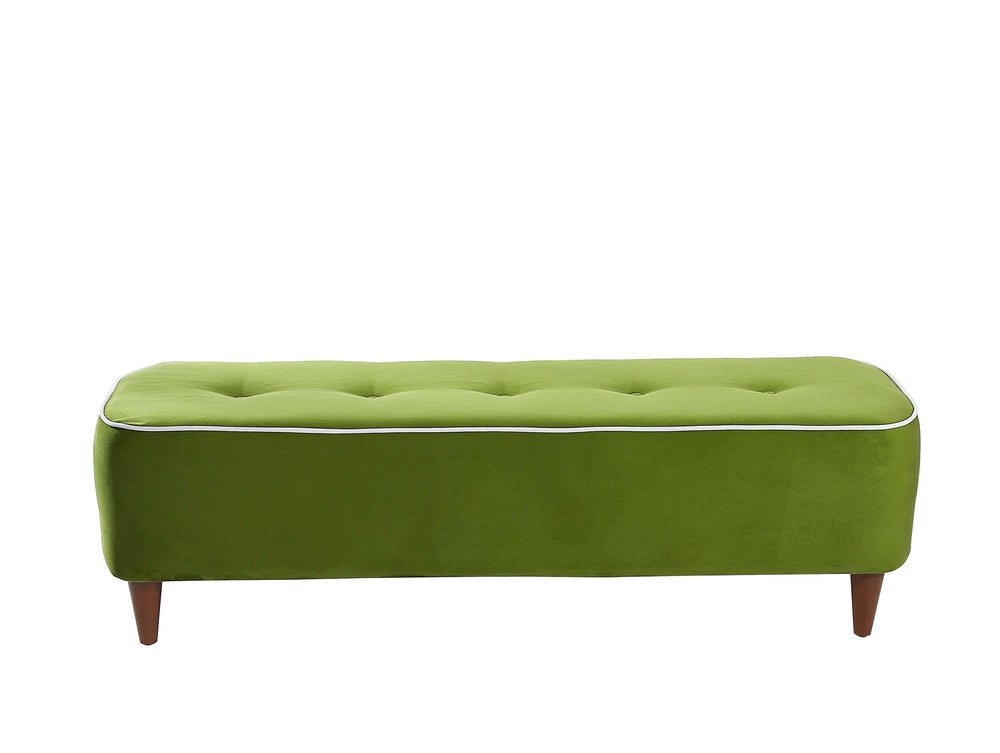 Rubeza Leo Designer Ottoman Bench - Grass Green 2 & White