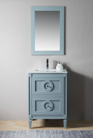 600mm Layla Vanity Unit with Carrara Marble Top - Dark Grey & Chrome