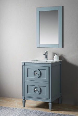 600mm Layla Vanity Unit with Carrara Marble Top - Dark Grey & Chrome