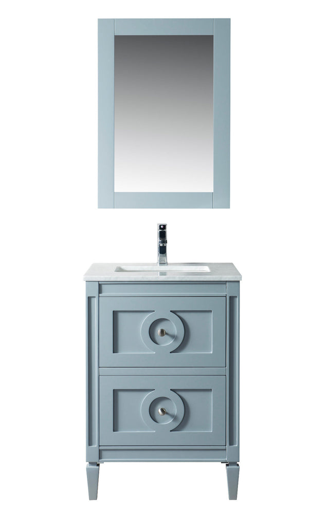 600mm Layla Vanity Unit with Carrara Marble Top - Dark Grey & Chrome