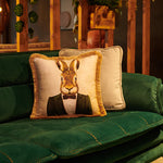 Bow Tie Rabbit Printed Velvet Cushion