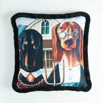 Dogs Printed Velvet Cushion