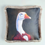 Excellency Swan Printed Velvet Cushion