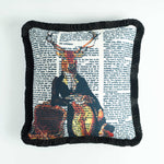 Journalist Deer Printed Velvet Cushion