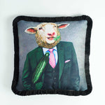 Mr. Sheep Printed Velvet Cushion